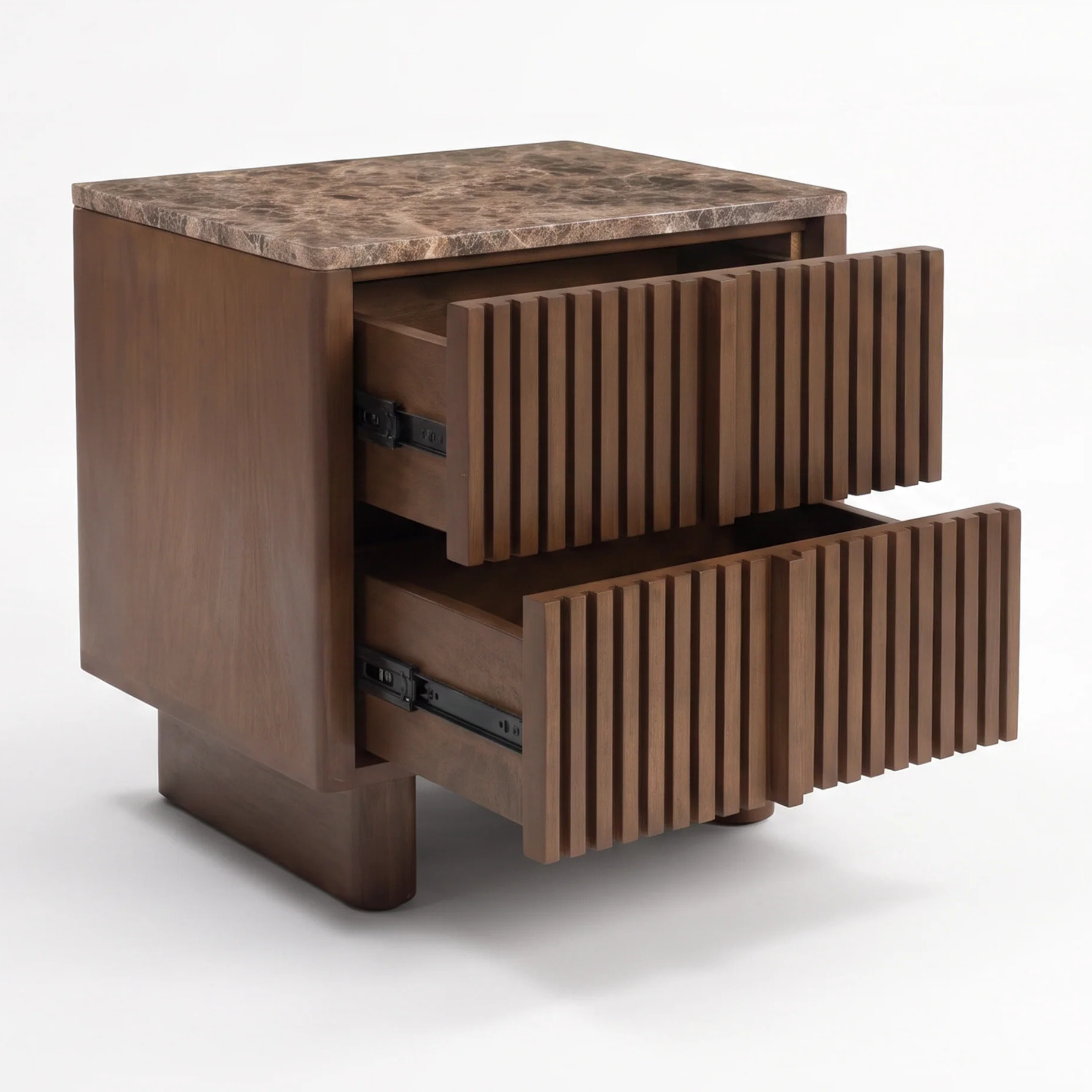 Table de chevet en bois de manguier et plateau en marbre - Flavio