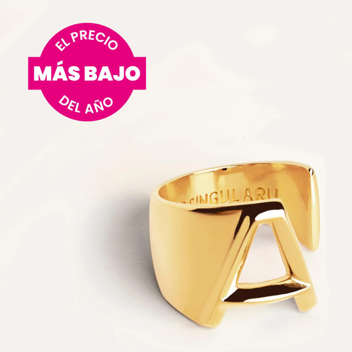 Anillo Personalizado Letter Signet Baño Oro