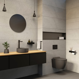 Vasque à poser ronde 36 cm hauteur 12,5 cm sans trop-plein gris mat PixL (CEPX3636GM)