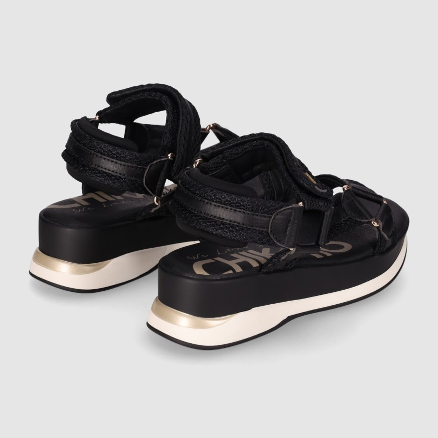 Sandalias de Piel Sintética - Negro - Tacón: 5 cm