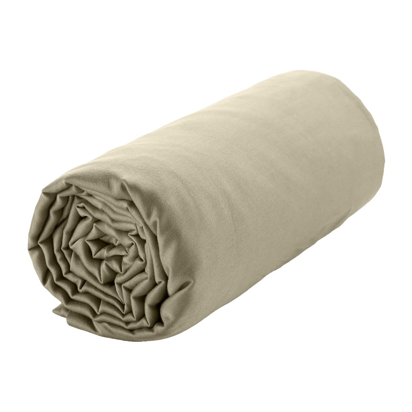 Drap Housse - Bonnet:30cm 100% Satin De Coton lavé 105 Fils Beige