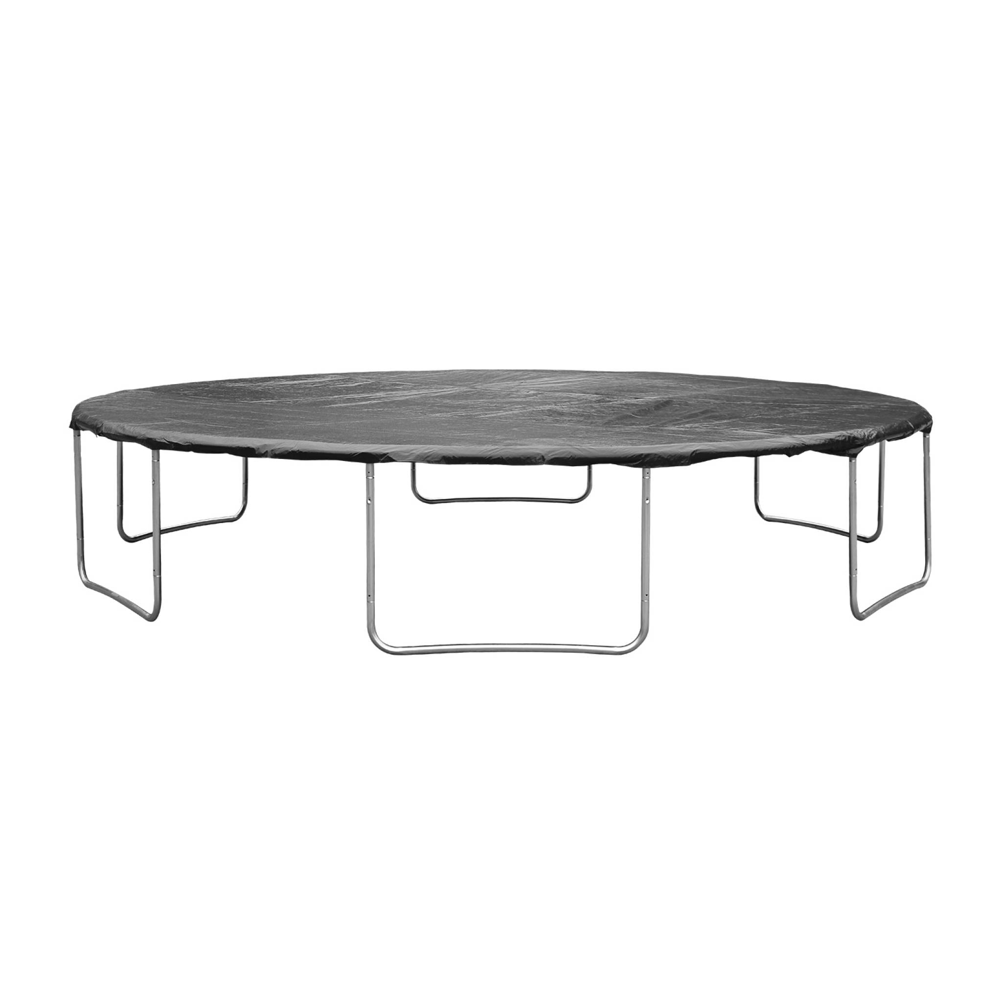 Trampoline rond Ø 490cm gris avec filet de protection intérieur - Jupiter Inner XXL - échelle. bâche. filet pour chaussures et kit d'ancrage 4.90m 490 cm