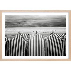 Poster tente de plage, 528 Affiche + cadre en bois - Chêne