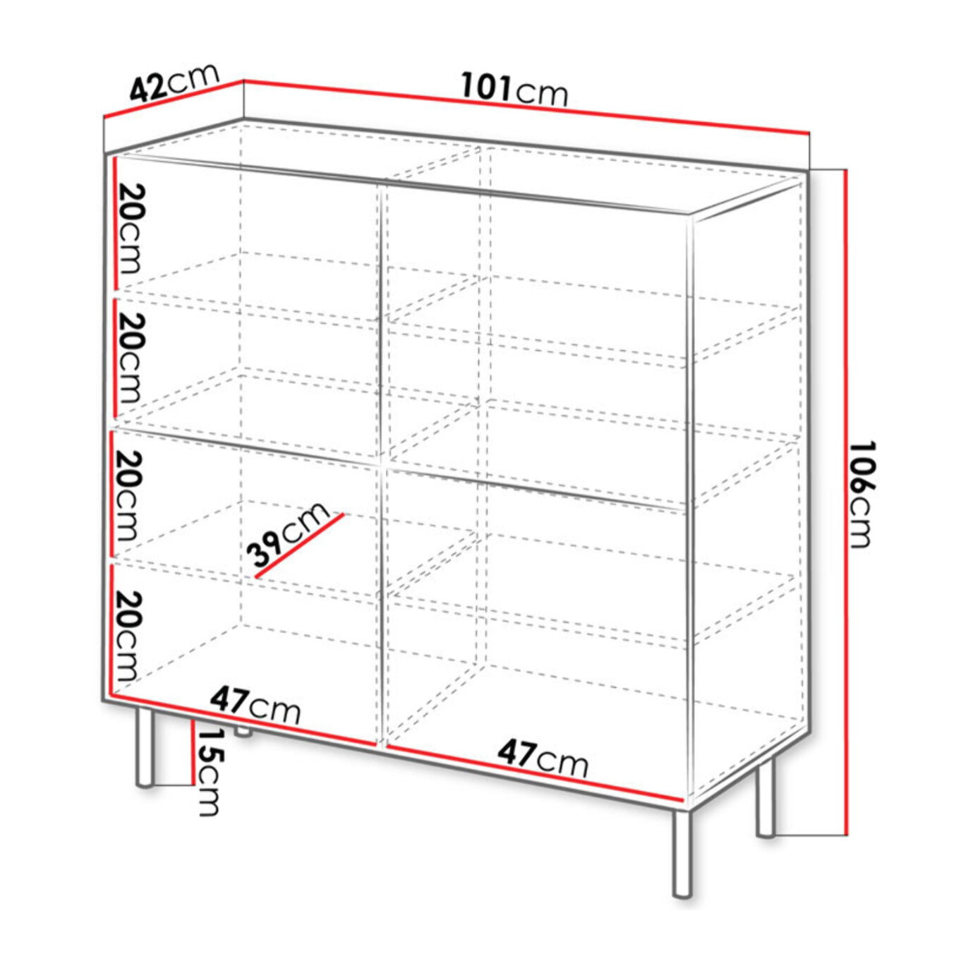 Timote - Buffet 2 portes - écru - 4 portes - 106 cm - Écru