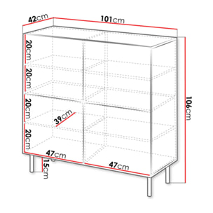 Timote - Buffet 2 portes - écru - 4 portes - 106 cm - Écru