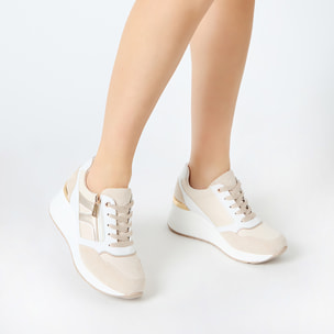 Sneakers donna beige in tessuto