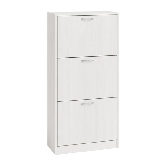 Scarpiera 3 ante salvaspazio in finitura rovere, mobile porta scarpe compatto fino a 18 paia, design moderno e funzionale, ideale per ingresso e corridoio, struttura resistente, facile da montare con istruzioni e accessori inclusi