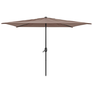 Ombrellone Rettangolare 3x2 M Da Giardino Parasole Per Balcone Con Air Vent Apertura A Manovella Anti UV Idrorepellente Mare Spiaggia Piscina Marrone