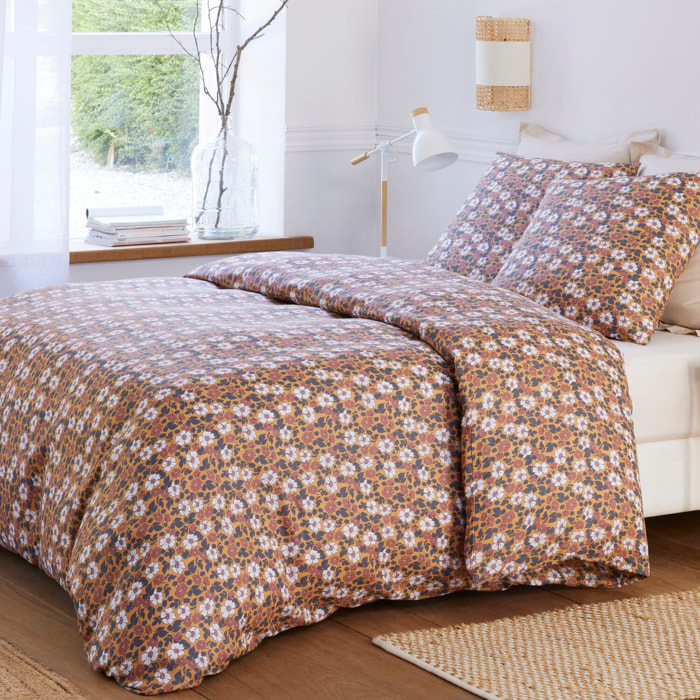 Parure housse de couette imprimé 100% gaze de coton - verone