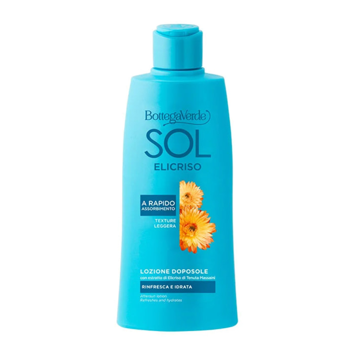 SOL Elicriso - Loción aftersun - refresca e hidrata - con extracto de Helicriso de Tenuta Massaini (200 ml) - textura ligera - de rápida absorción - refresca e hidrata