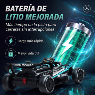 AIYAPLAY Kart Eléctrico para Niños 12V Mercedes-AMG PETRONAS F1, Go Kart Mando a Distancia 2,4G, 2 Motores, Suspensión Trasera, Arranque Suave, 3,3-5,5km/h, Luces LED, Música, Claxon, 3-5 Años, Negro