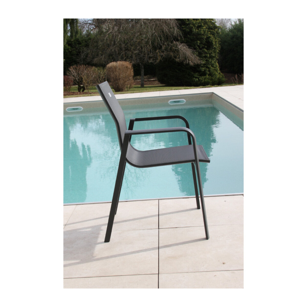 Ensemble table et chaises de jardin  - gris - CARMELORY ARDOISE