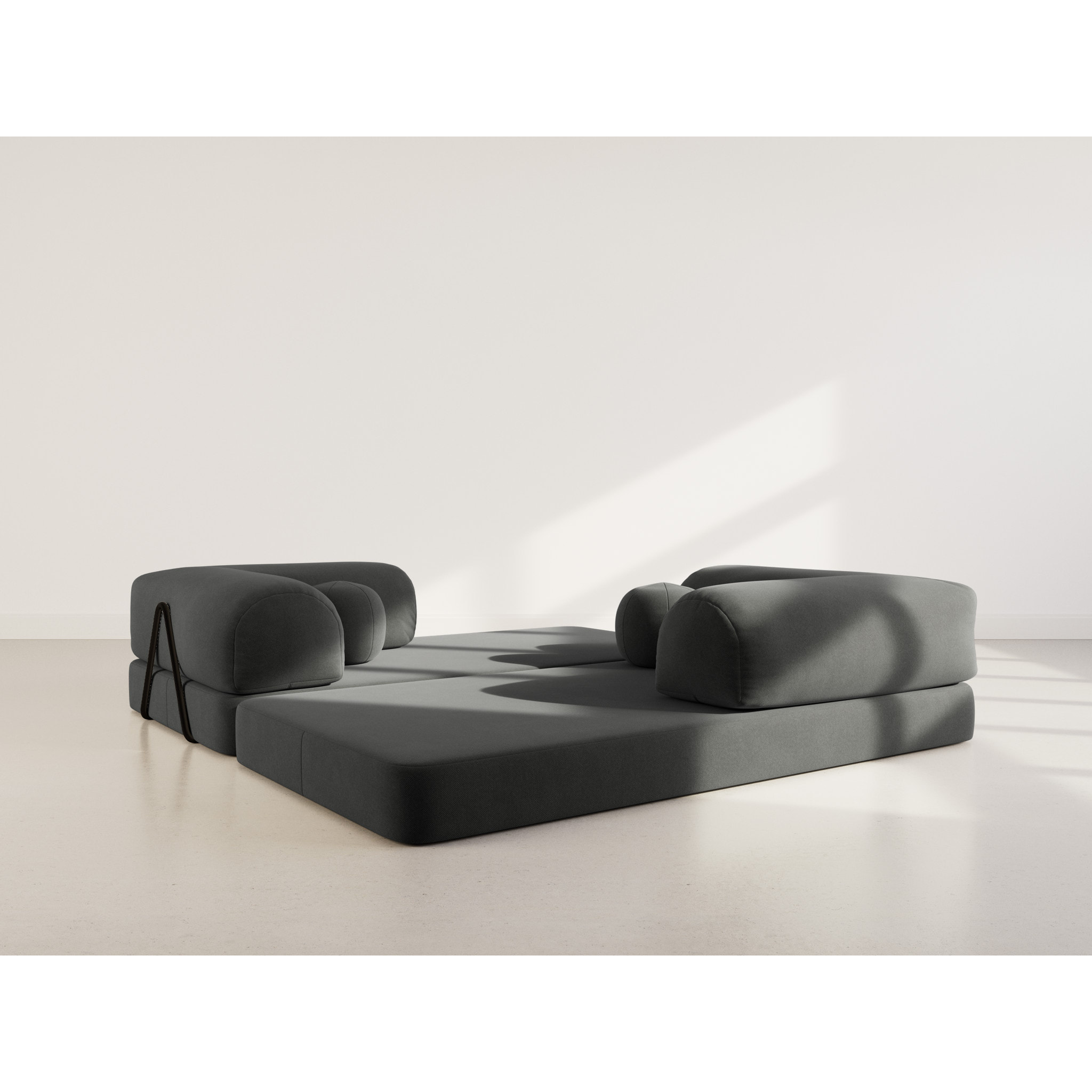 Nebula - Canapé 3 places convertible en velours texturé - Gris