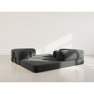Nebula - Canapé 3 places convertible en velours texturé - Gris