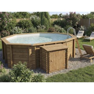 Coffre de filtration en bois traité pour piscine "Keny" -  120 x 95 x 113 cm -