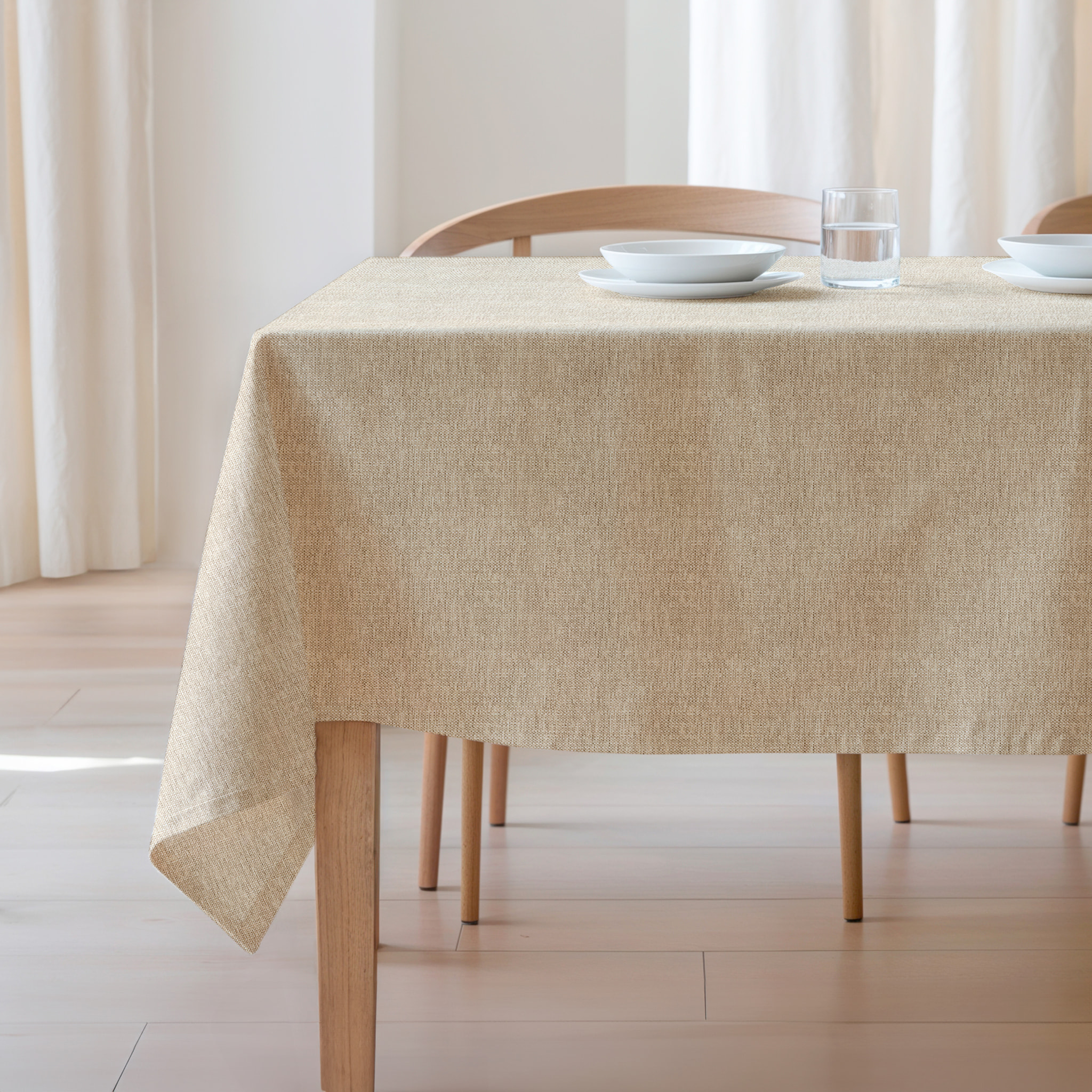 Nappe jacquard unie antitache INDRA BEIGE
