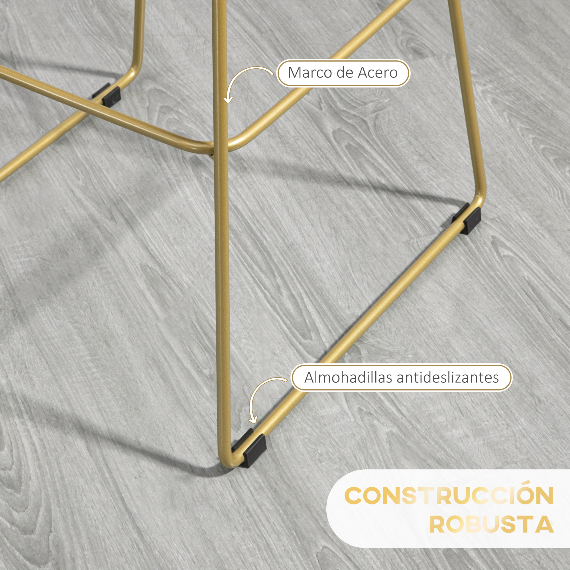 Conjunto de 4 Taburetes de Bar Taburetes Altos de Cocina con Cojín de Terciopelo Respaldo y Reposapiés Estilo Moderno Carga 120 kg para Comedor Sala 46,5x48x93 cm Dorado