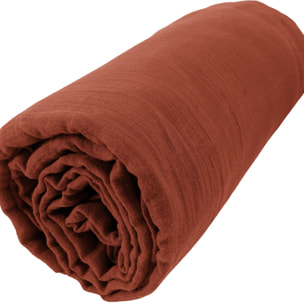 Drap Housse - Bonnet:30cm - 100% gaze De Coton Terracotta