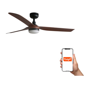 PUNT M LED Ventilatore a soffitto nero/noce TUYA