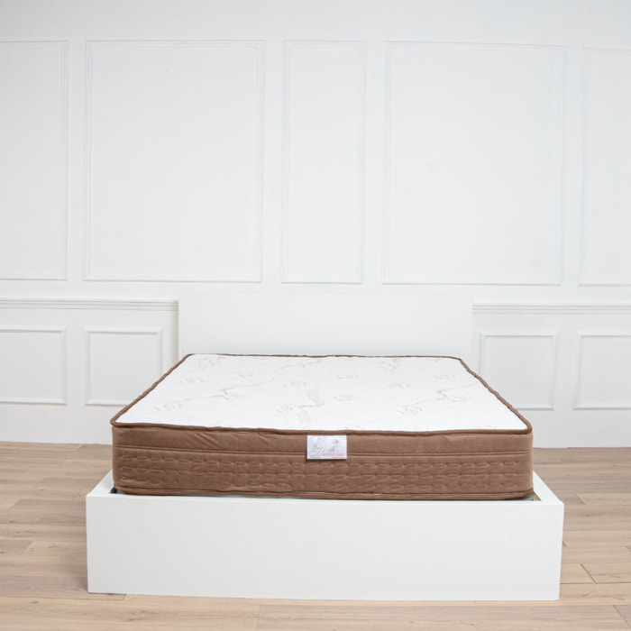 Materasso Matrimoniale Memory Foam 3 Strati Fisso H30 Con Fascia Perimetrale Di Velluto Marrone Biocotton 160x190 - (Antiacaro - Anallergico - Antibatterico - Ergonomico)
