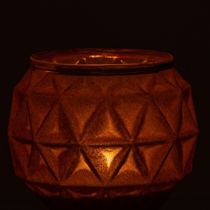 J-Line bougeoir Boule - verre - ocre - large - 2 pcs