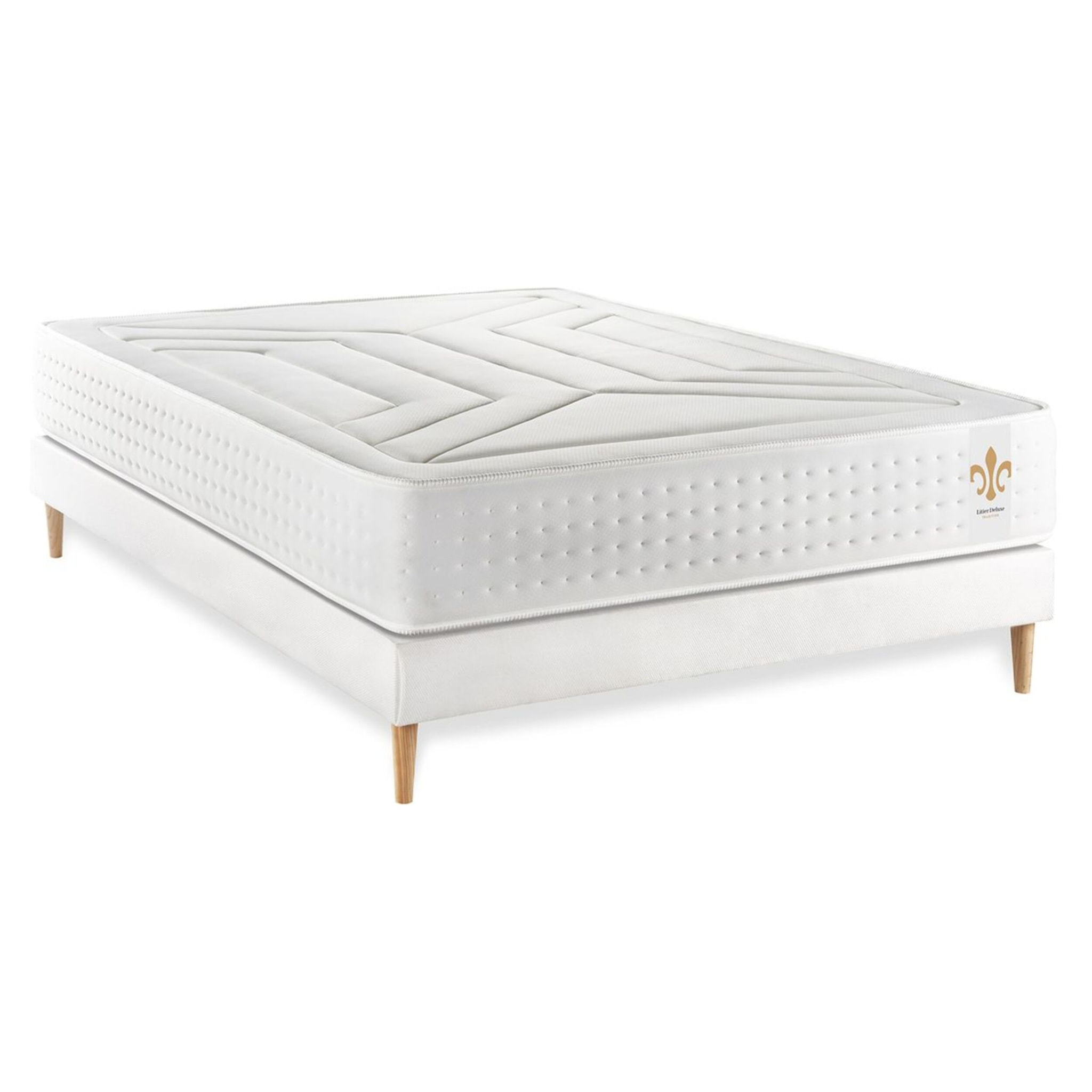 Ensemble Matelas Vingt-Quatre - 24cm - Ressorts ensachés et mémoire de forme - Soutien sur mesure - Sommier kit Blanc