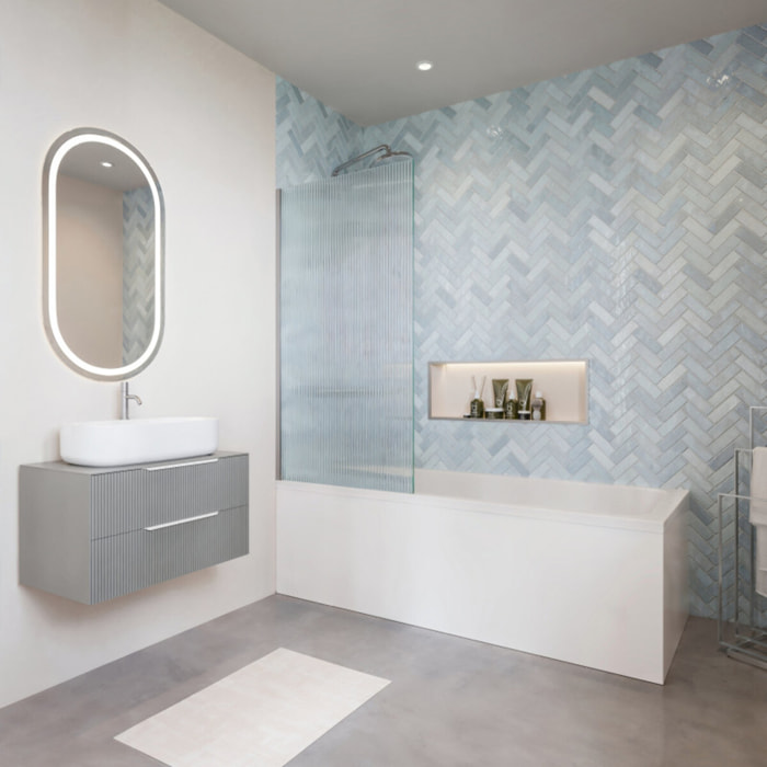 Baignoire rectangulaire VITRA Neon 170x75cm + Pare bain gauche AURYS Raywall chromé profilé gauche