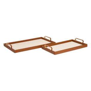 Lot de 2 plateaux Whisky rectangulaires beige