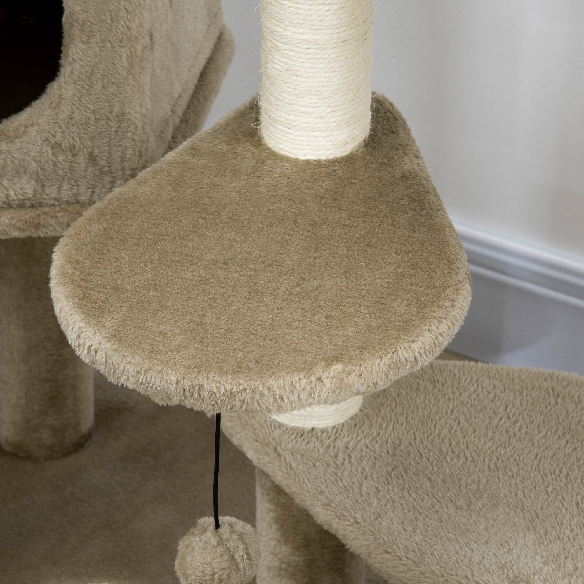 Árbol Rascador para Gatos Altura 94 cm con Cama Cueva Escaleras Bolas Colgantes