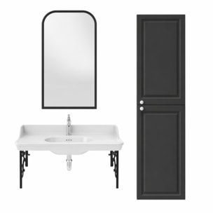 Pack plan vasque suspendu Cléo 1889 + colonne droite + miroir + robinet chromé + siphon chromé