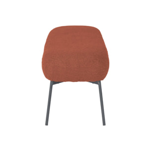 Banc. bout de lit avec revêtement bouclette texturée. rouille. pieds en métal noir. L 120 x P 41 x H 42.5cm