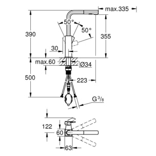 GROHE Robinet évier cuisine Tallinn avec douchette extractible, bec en L Finition supersteel 30420DC0