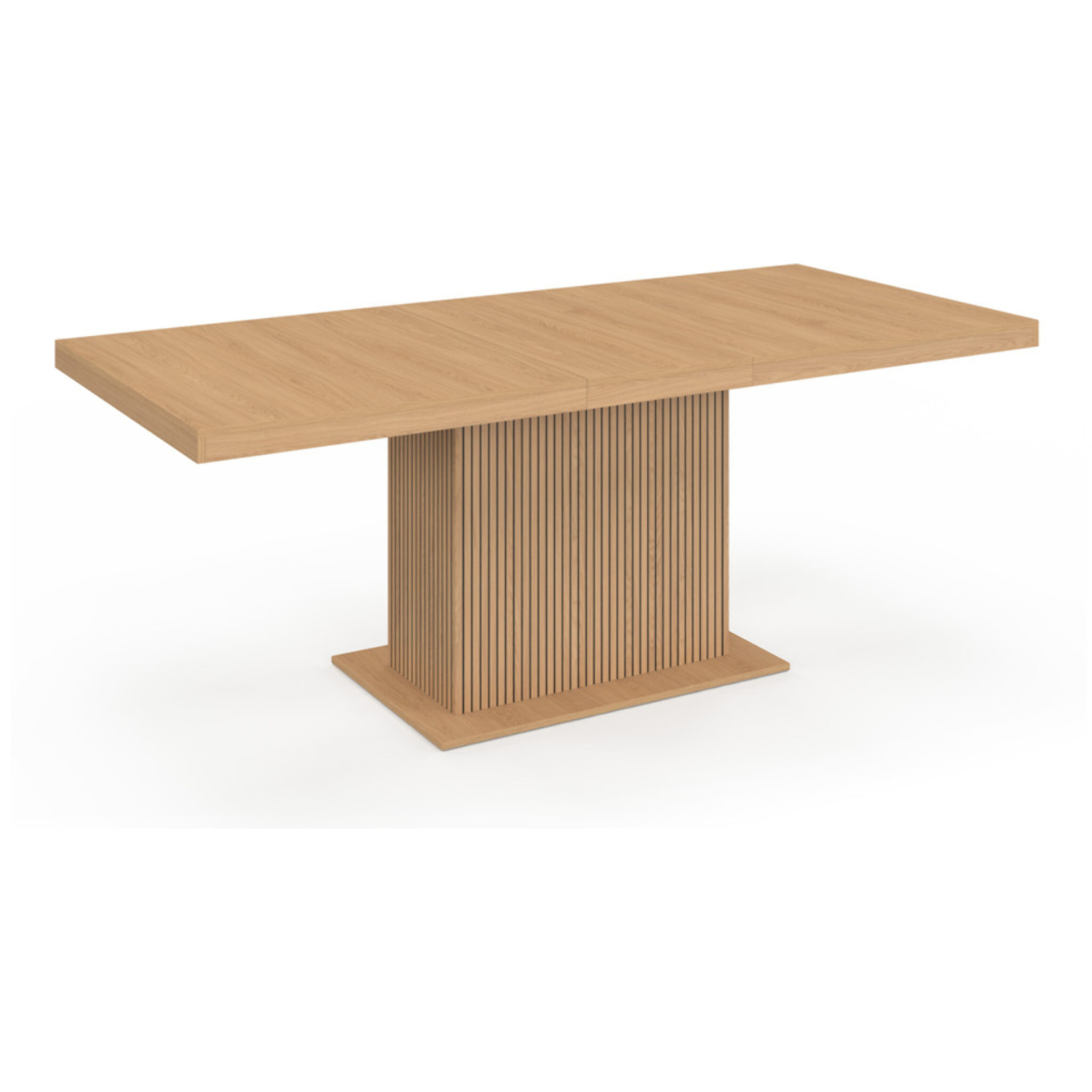 Table à manger extensible Faustine bois et pied lattes avec rangement 160-200cm