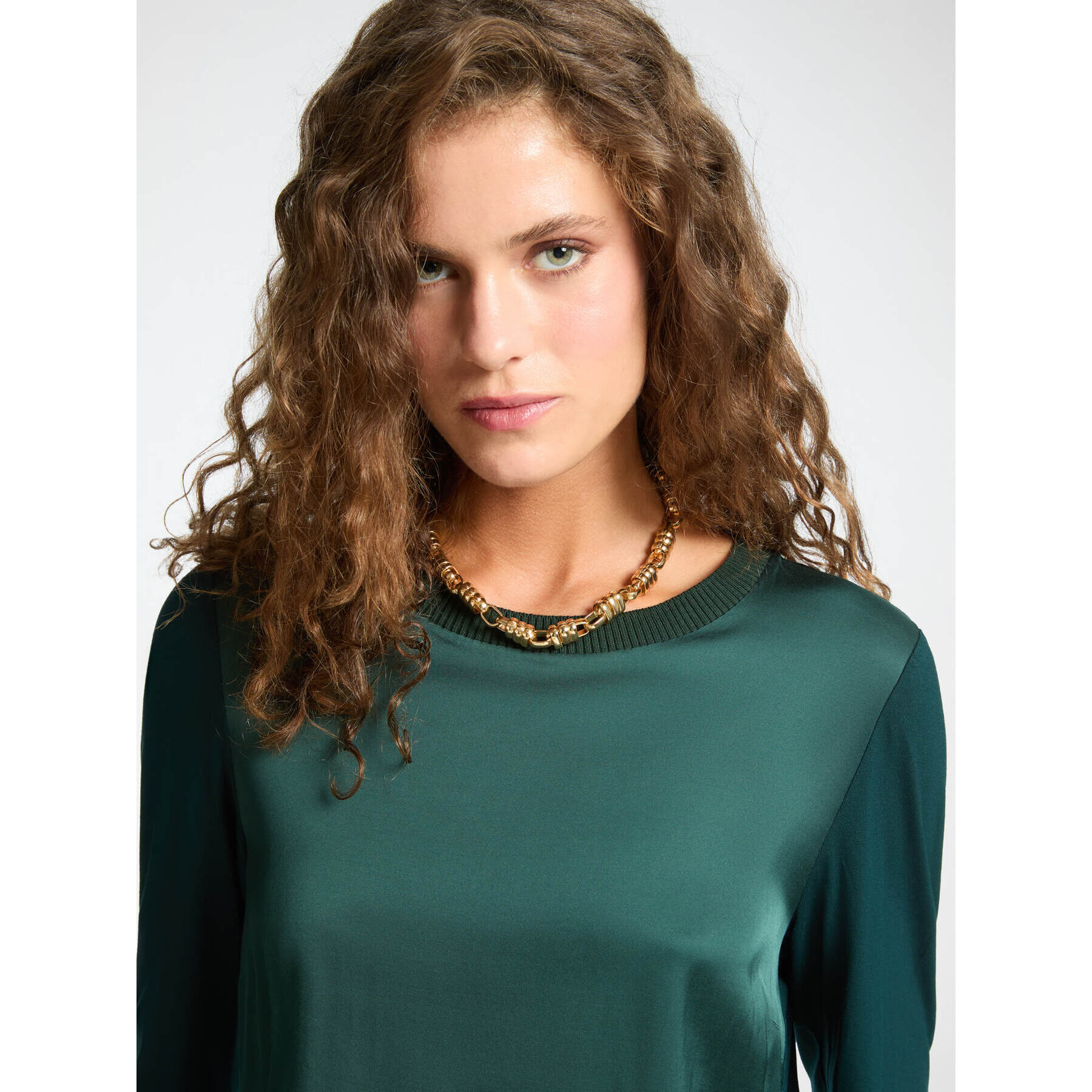 Elena Mirò - Camiseta en dos tejidos - Verde