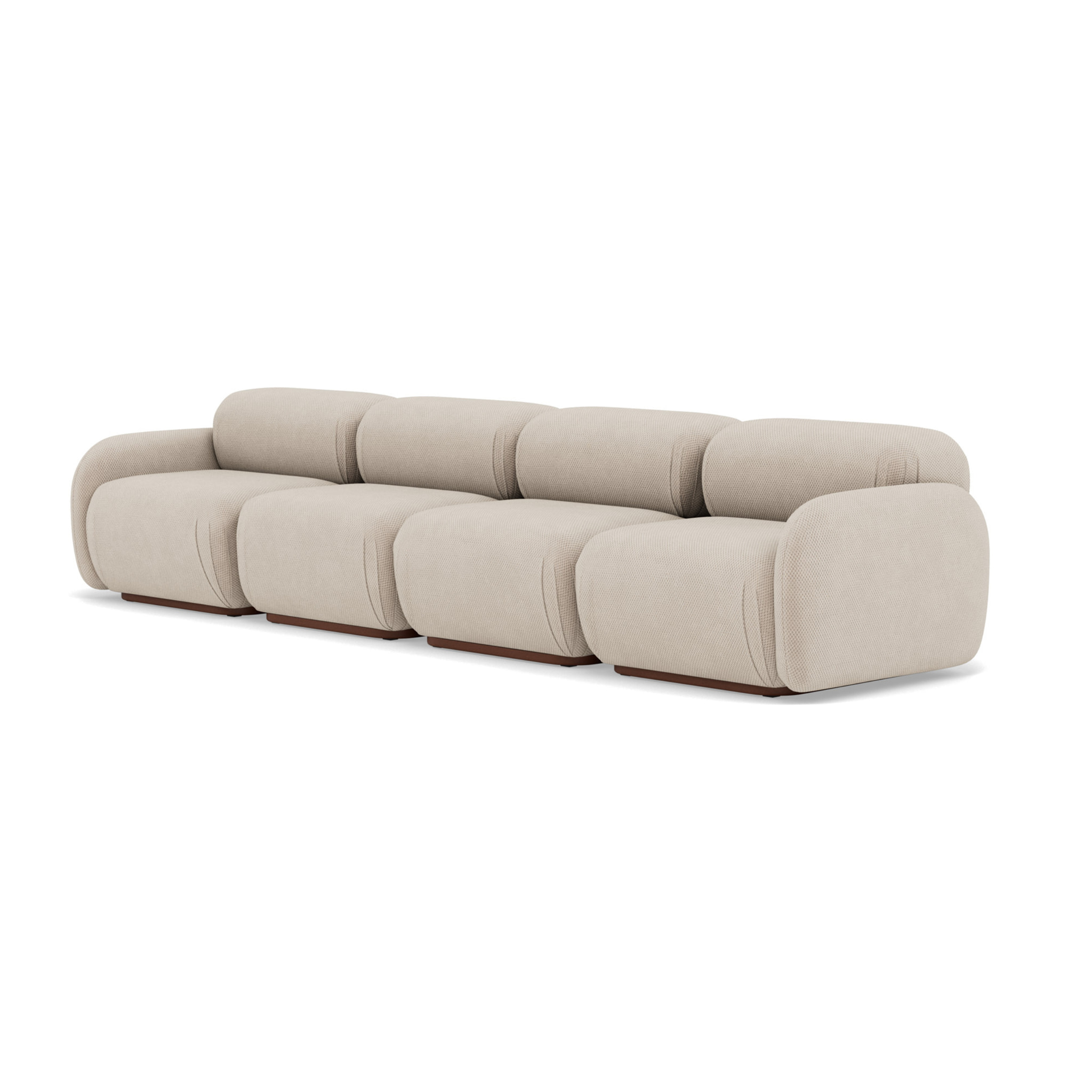 Penelope - canapé droit modulable 4 places en velours texturé - Beige