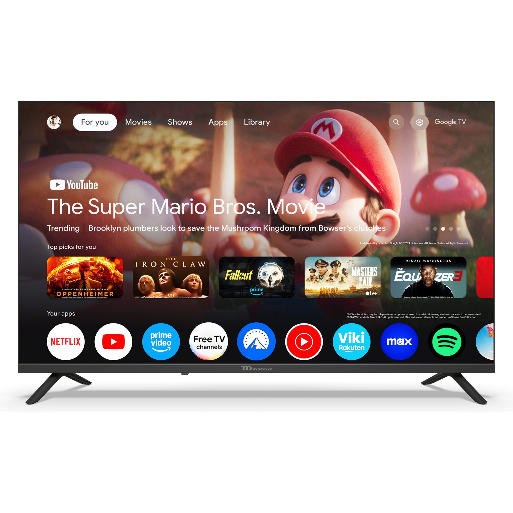Smart TV 40 pulgadas Full HD Hey Google Official Assistant con control por voz. Televisor Android 14 - TD Systems PRIME40C21GLE