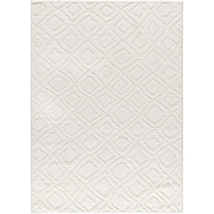 JUNO Alfombra geométrica con relieve blanco, varias medidas disponibles.
