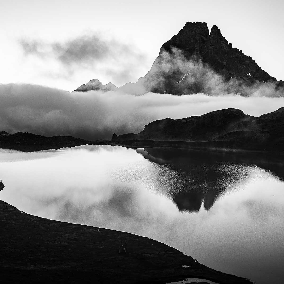Tableau noir et blanc pic du midi d'ossau Tableau alu Dibond