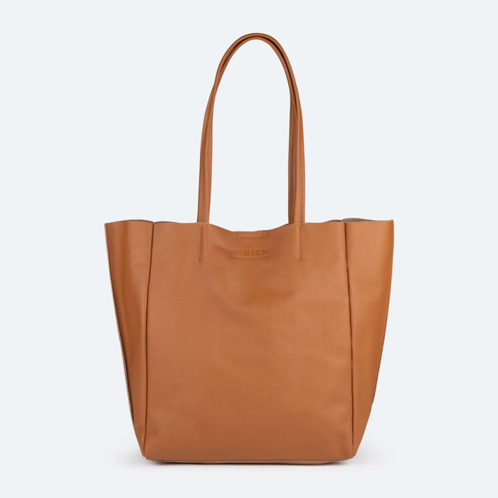Bolso Shopper de Piel Vacuna Color Cuero | LOFT