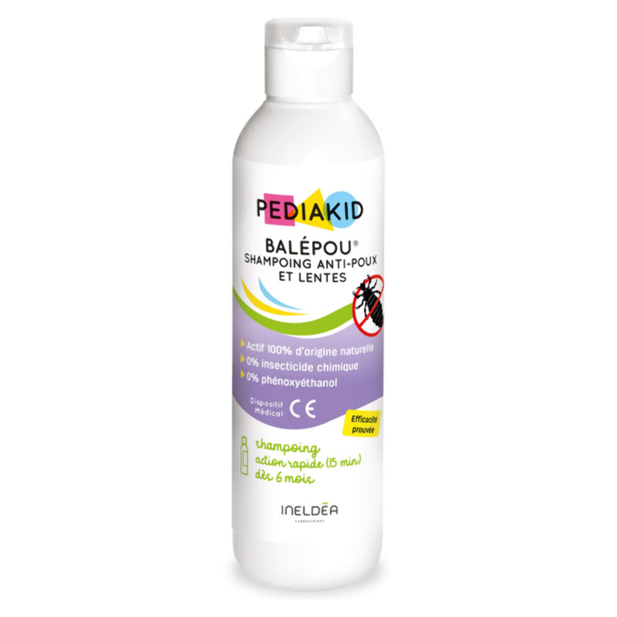 PEDIAKID - Balépou® Shampoing - Traitement Anti-Poux et Lentes Naturel - Agit en 15 minutes - Dès 3 mois - Dispositif Médical - Flacon 200ml