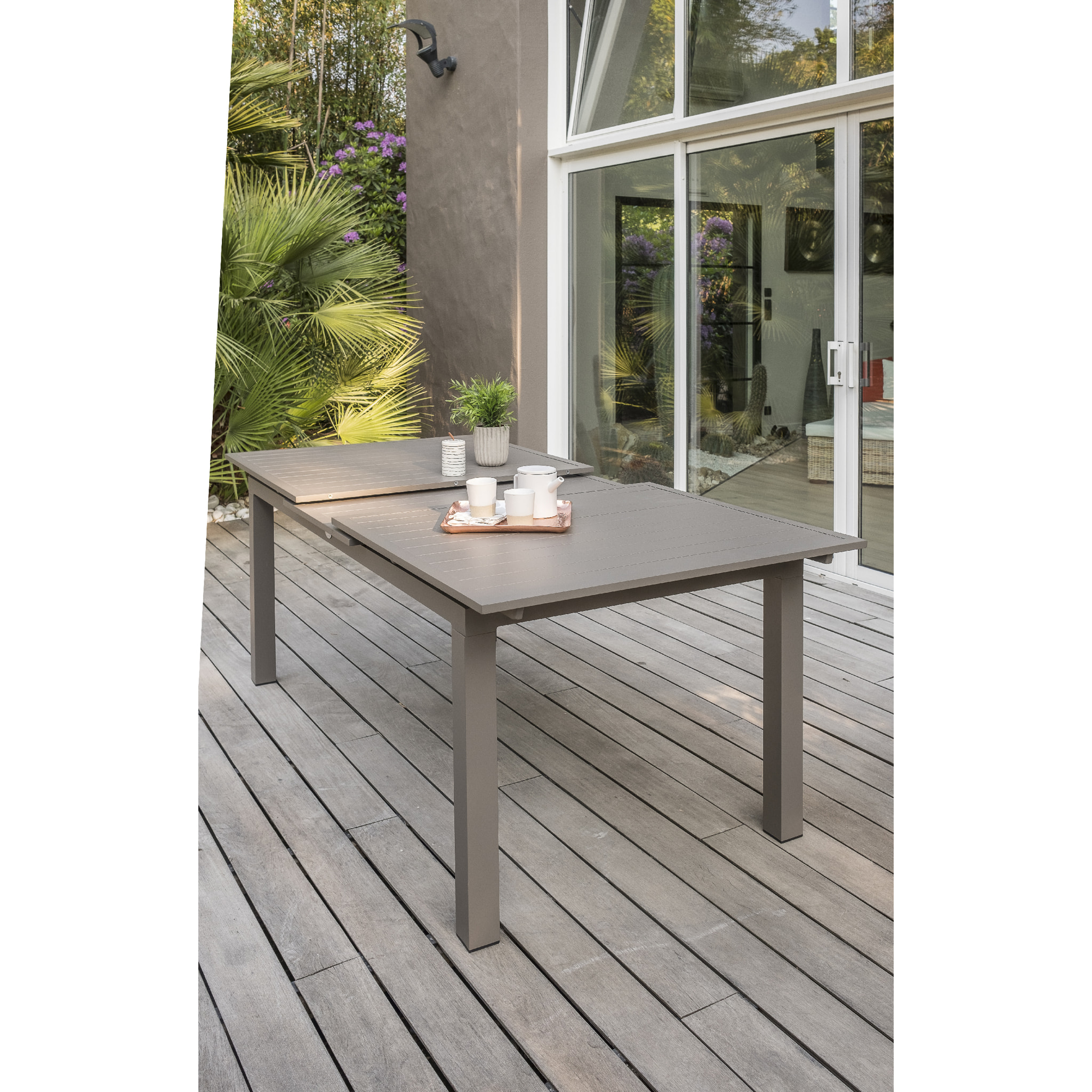 ZAHARA - Table de jardin 10 places en aluminium taupe