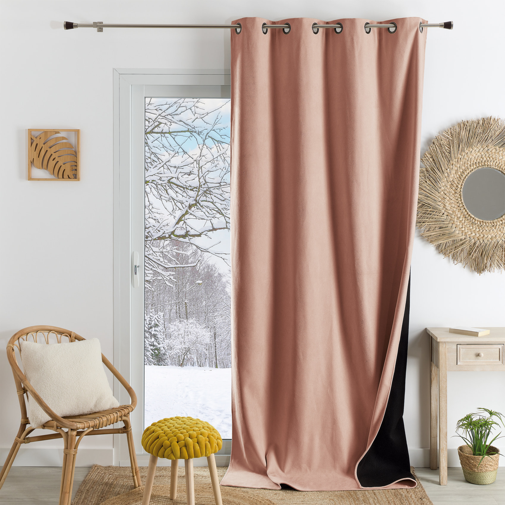 Rideau thermique phonique et semi occultant KONFOR - Rose