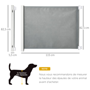 Barrière de sécurité barrière animaux rétractable automatique 1,15L x 0,83H m teslin métal gris