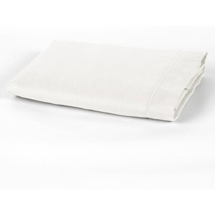 Drap plat uni mélange coton et bambou - blanc