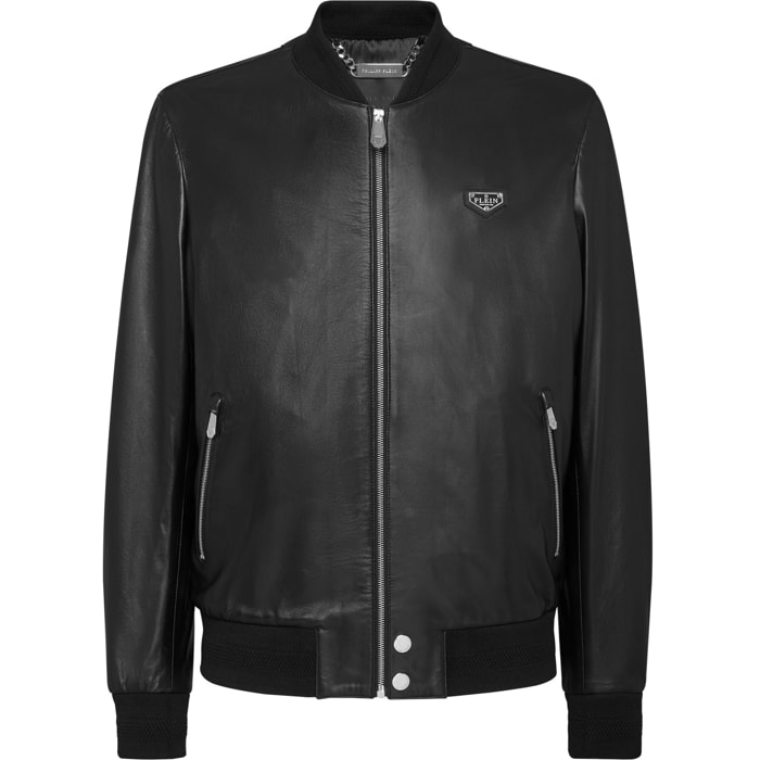 PHILIPP PLEIN Leather Bomber ICONIC PLEIN