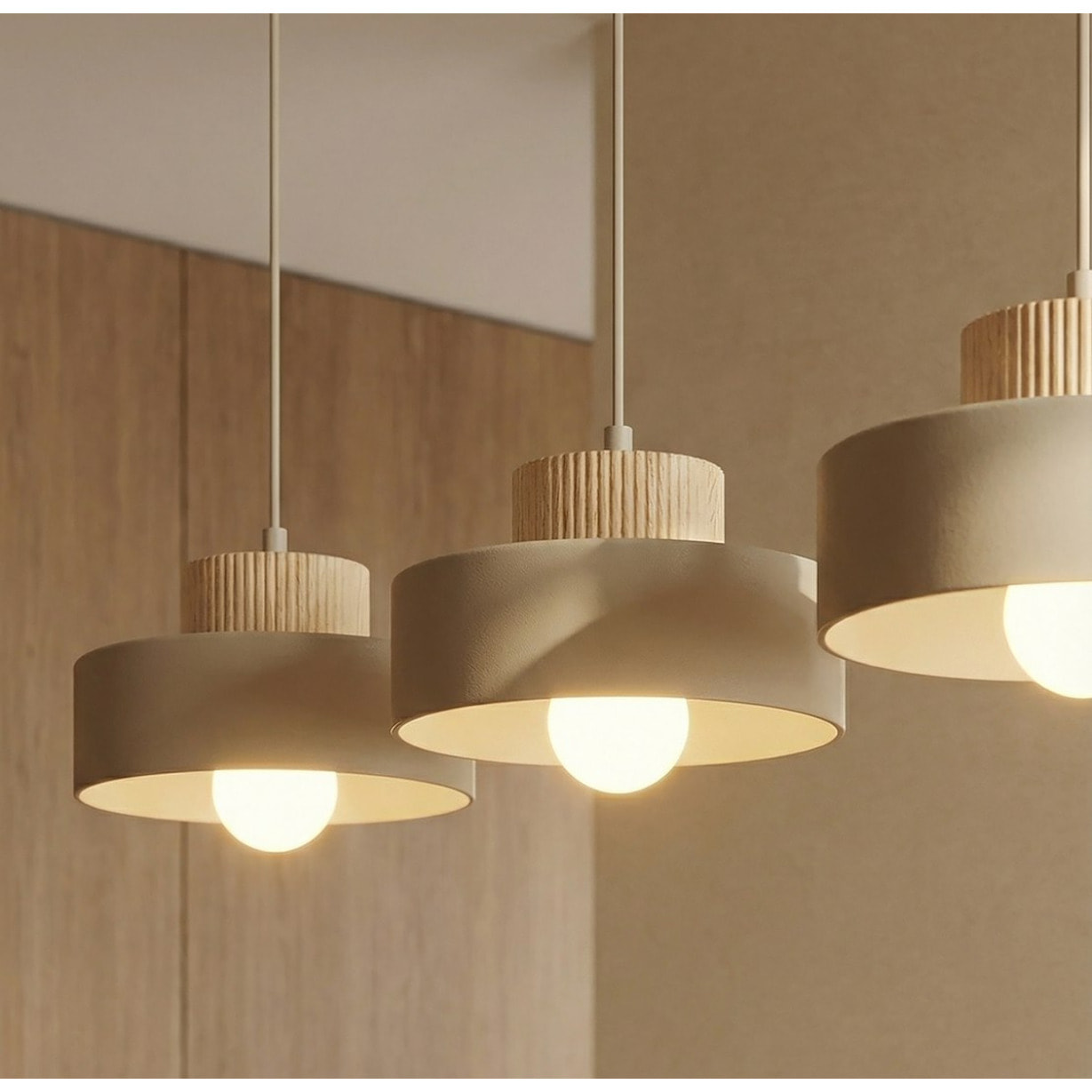 Lampada a sospensione KIVI in acciaio color mokka e legno