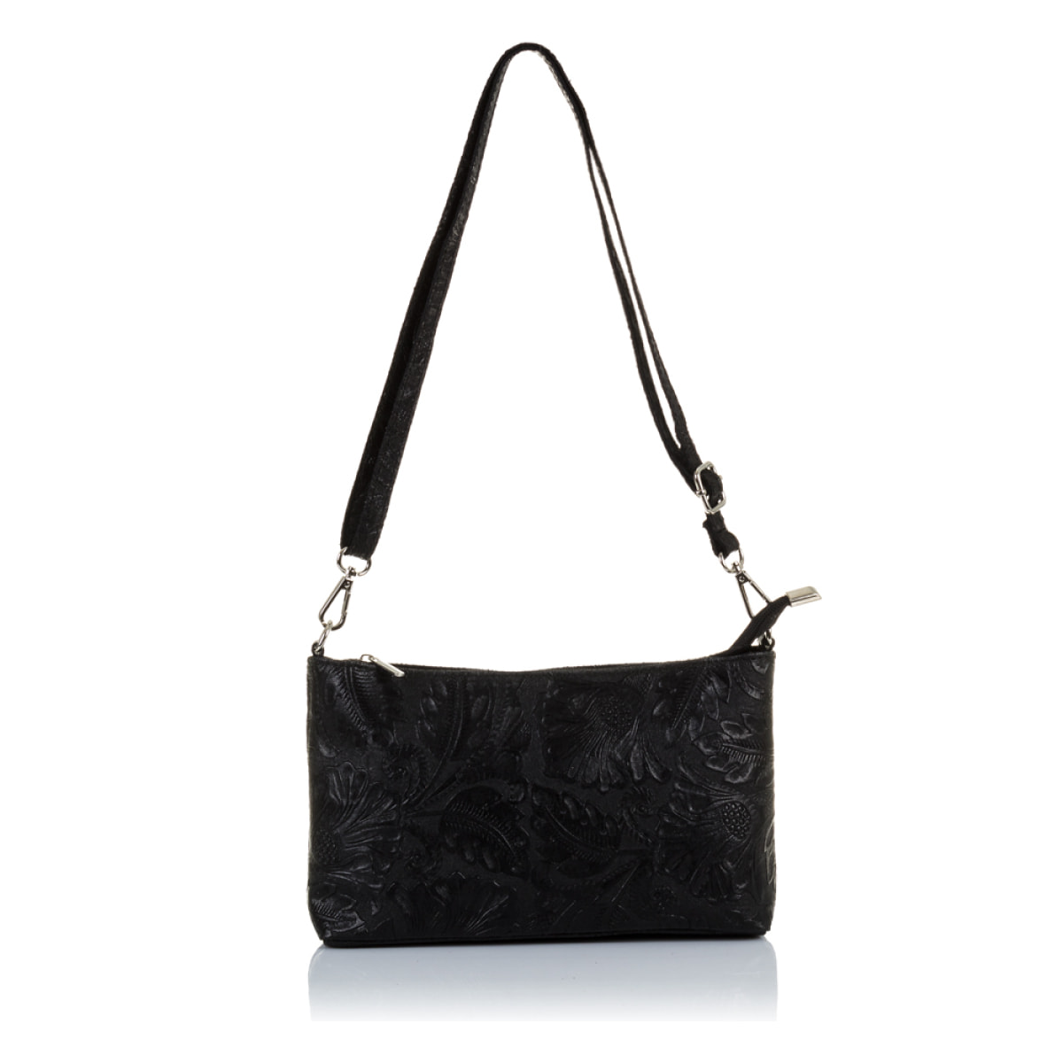 Martia Bolso bandolera Mujer.Piel auténtica Gamuza Grabado Arabesco