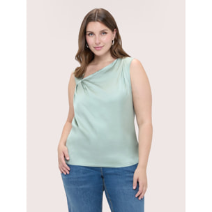 Fiorella Rubino - Blusa de raso elástico con drapeado asimétrico - Verde claro