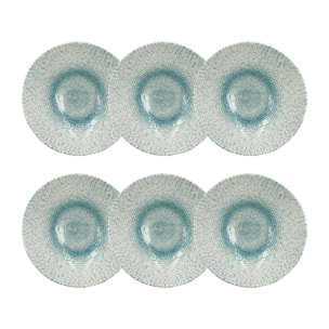 Lot de 6 coupelles en porcelaine blanche et bleue 15cm AQUA