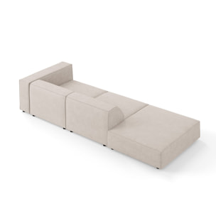 Canapé gauche "Arendal" 4 places en chenille avec un effet côtelé beige foncé